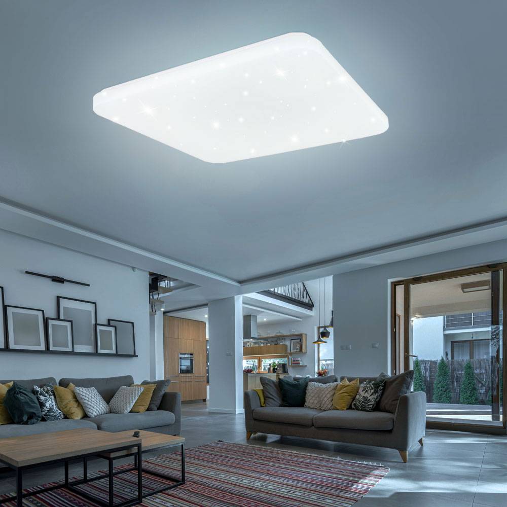 LED Deckenlampe Wohnzimmerleuchte Smart Home Deckenleuchte Sterneneffekt Lampe Alexa App Fernbedienung dimmbar CCT Alexa, 30W 1800LM 3000-6000K,