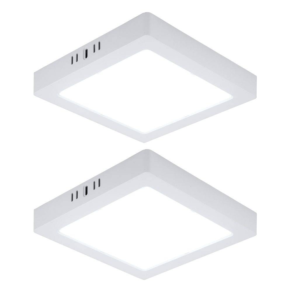 LED Deckenlampe Wohnzimmerleuchte Flurlampe Aufbau-Panel quadratisch Küchenleuchte, Kunststoff weiß, 18W 1980lm 6500K kaltweiß, L 21,4 cm, 2er Set