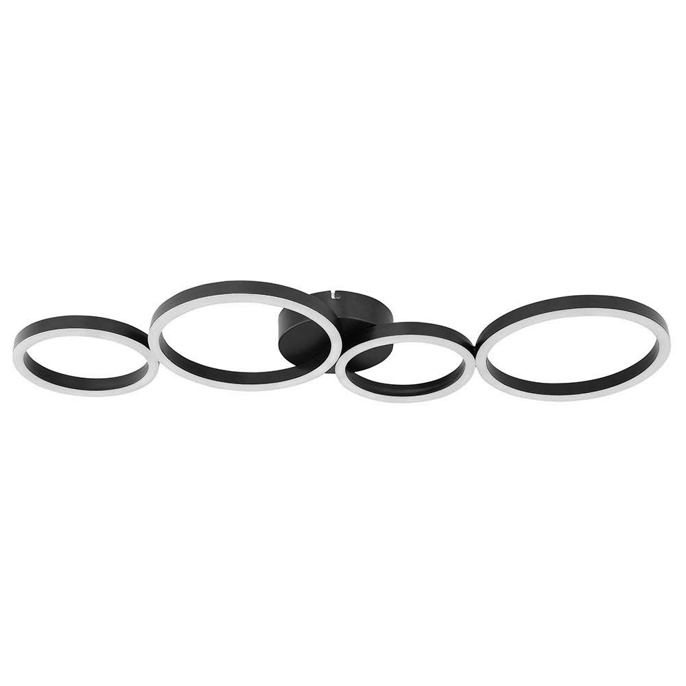 Deckenlampe Deckenleuchte LED Esszimmer Wohnzimmerlampe modern LED schwarz in Ringform, Metall Kunststoff, 1x 35W 1600lm 3000K, LxBxH 88,5x33x6,5 cm
