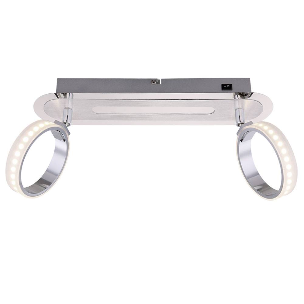 Deckenleuchte 2 flammig LED Deckenlampe chrom Schlafzimmerlampe Spots beweglich, 2x 5W 2x 350lm warmweiß, BxH 16,5x35 cm