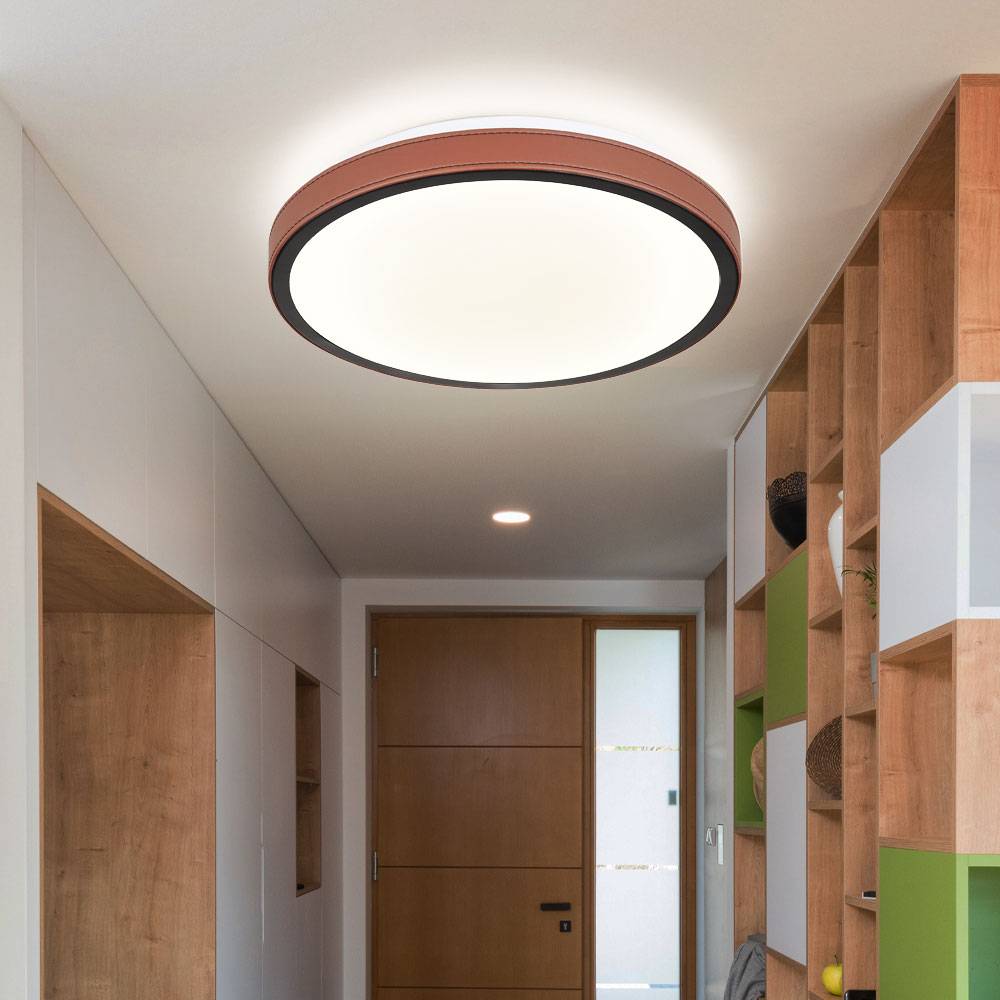 Deckenleuchte CCT Deckenlampe Rundleuchte Wohnzimmerlampe braun LED Deckenlampe, Aluminium, Metall, Acryl, 1x LED 12 Watt 637 Lumen warmweiß-kaltwei