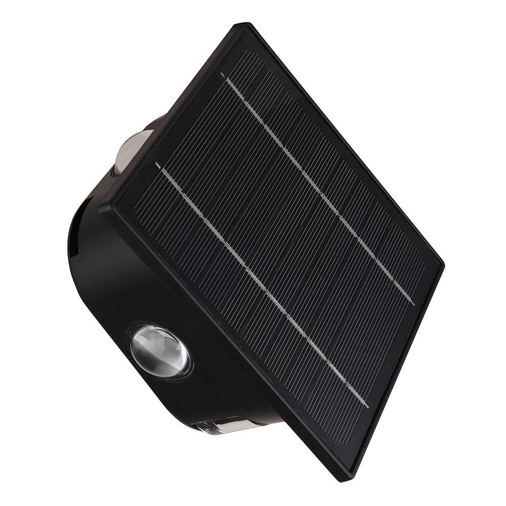 Solarlampe schwarz Außenleuchte Terrasse Wandlampe modern, Eckige Gartenlampe Akku Hauswand wetterfest, 1x LED 60lm 3000/6000K, LxBxH 13,1x7x13,1 cm