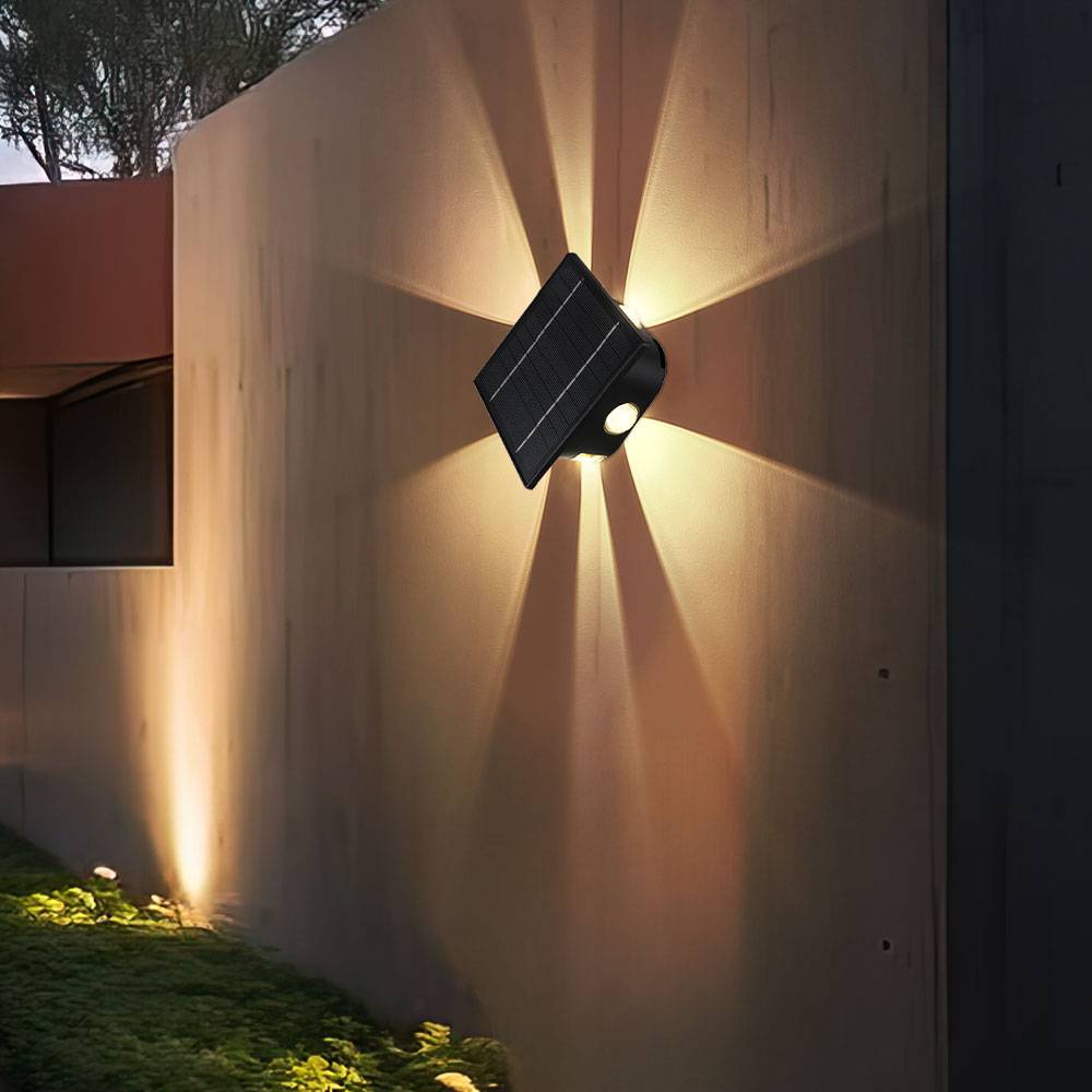 Solarlampe schwarz Außenleuchte Terrasse Wandlampe modern, Eckige Gartenlampe Akku Hauswand wetterfest, 1x LED 60lm 3000/6000K, LxBxH 13,1x7x13,1 cm