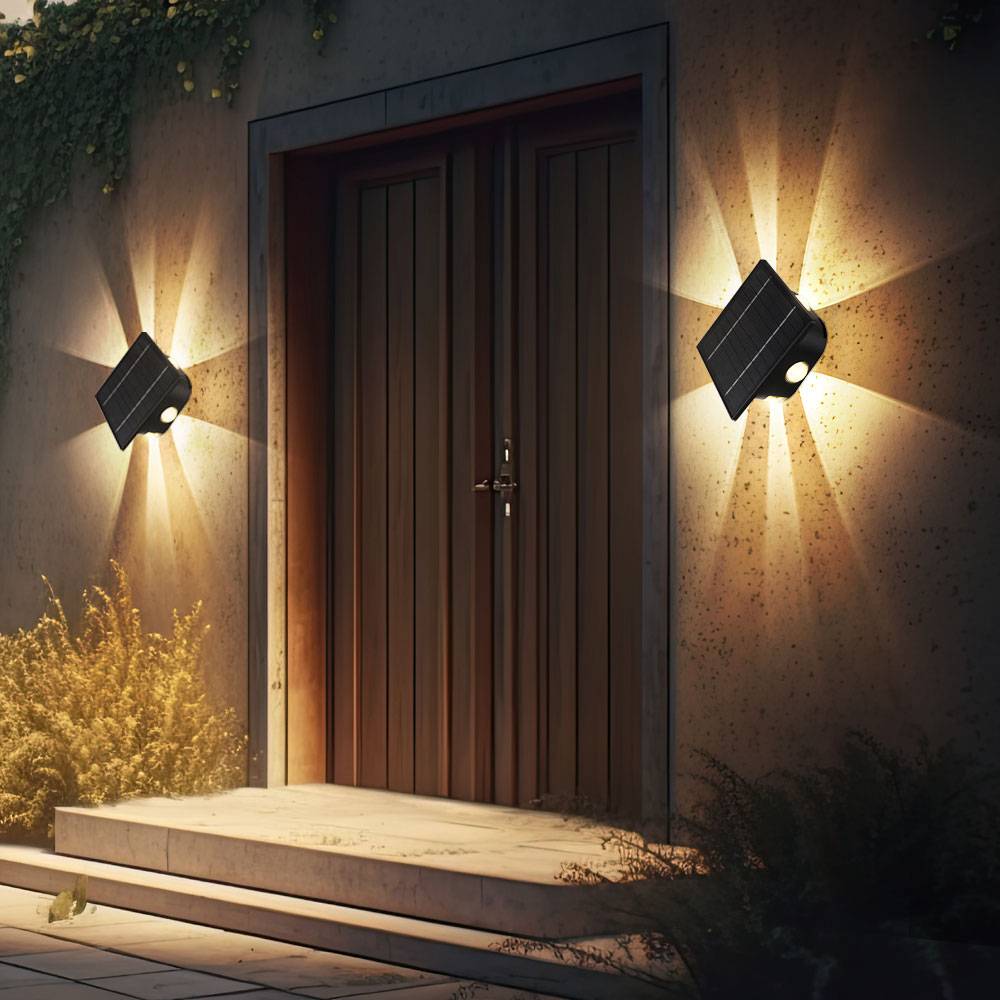 Solarlampe schwarz Außenleuchte Terrasse Wandlampe modern, Eckige Gartenlampe Akku Hauswand wetterfest, 1x LED 50lm 3000/6000K, LxBxH 13,1x7x13,1