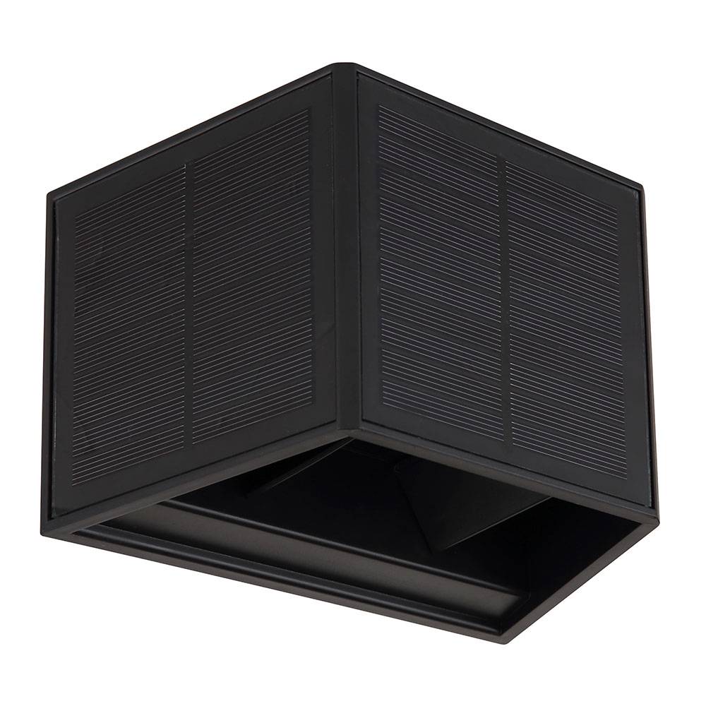 Außenleuchte Solarlampe Außenwandleuchte LED Wandstrahler Fassadenleuchte Gartenleuchte LED schwarz, auf- und abwärts leuchtend, 6W 40lm warmweiß