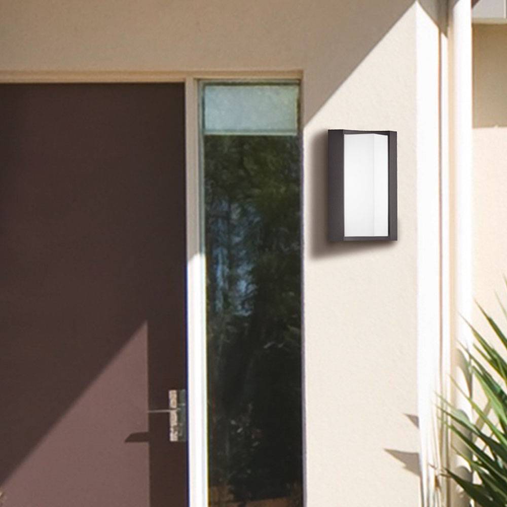 LED Wandleuchte Außen Fassadenleuchte anthrazit Außenleuchte Wand Aluminium, IP54, 1x 7W 800lm warmweiß, BxH 14x22 cm