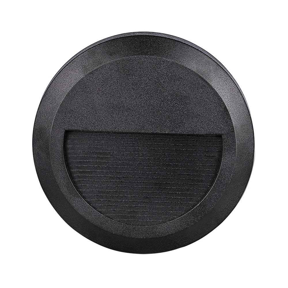 Stufenleuchte Außenlampe Fassadenleuchte schwarz Treppenlicht Terrassenleuchte rund, IP65, LED 2W 80Lm neutralweiß, DxH 15x2,7 cm