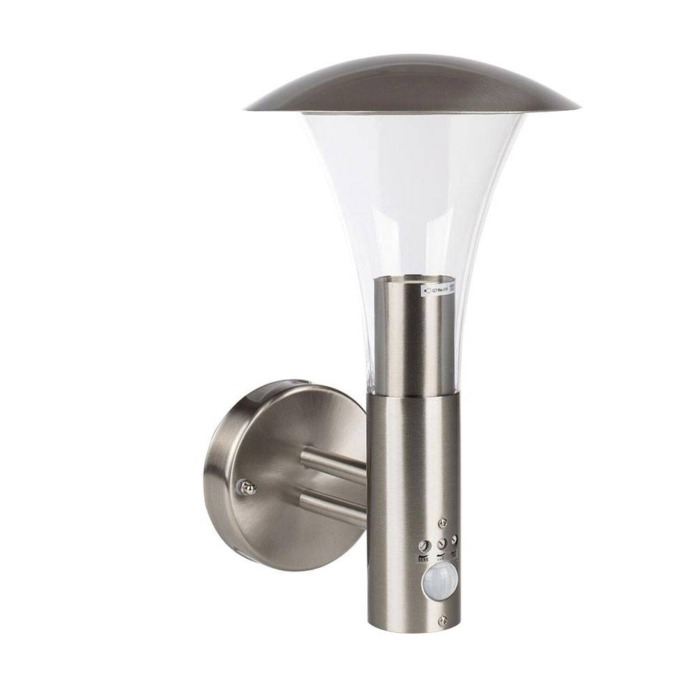 LED Wandleuchte mit Bewegungsmelder Außenleuchte Wandlampe Fassadenleuchte, Edelstahl silber, RGB Farbwechsel dimmbar Fernbedienung, 8,5W 806lm