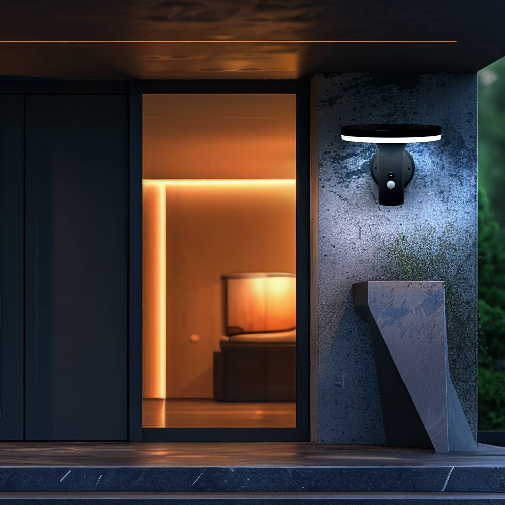 Wandlampe mit Bewegungsmelder LED Solarleuchte Haustürlampe Fassadenleuchte anthrazit Gartenlampe, 250lm, kaltweiß, BxH 24x21 cm, 2er Set