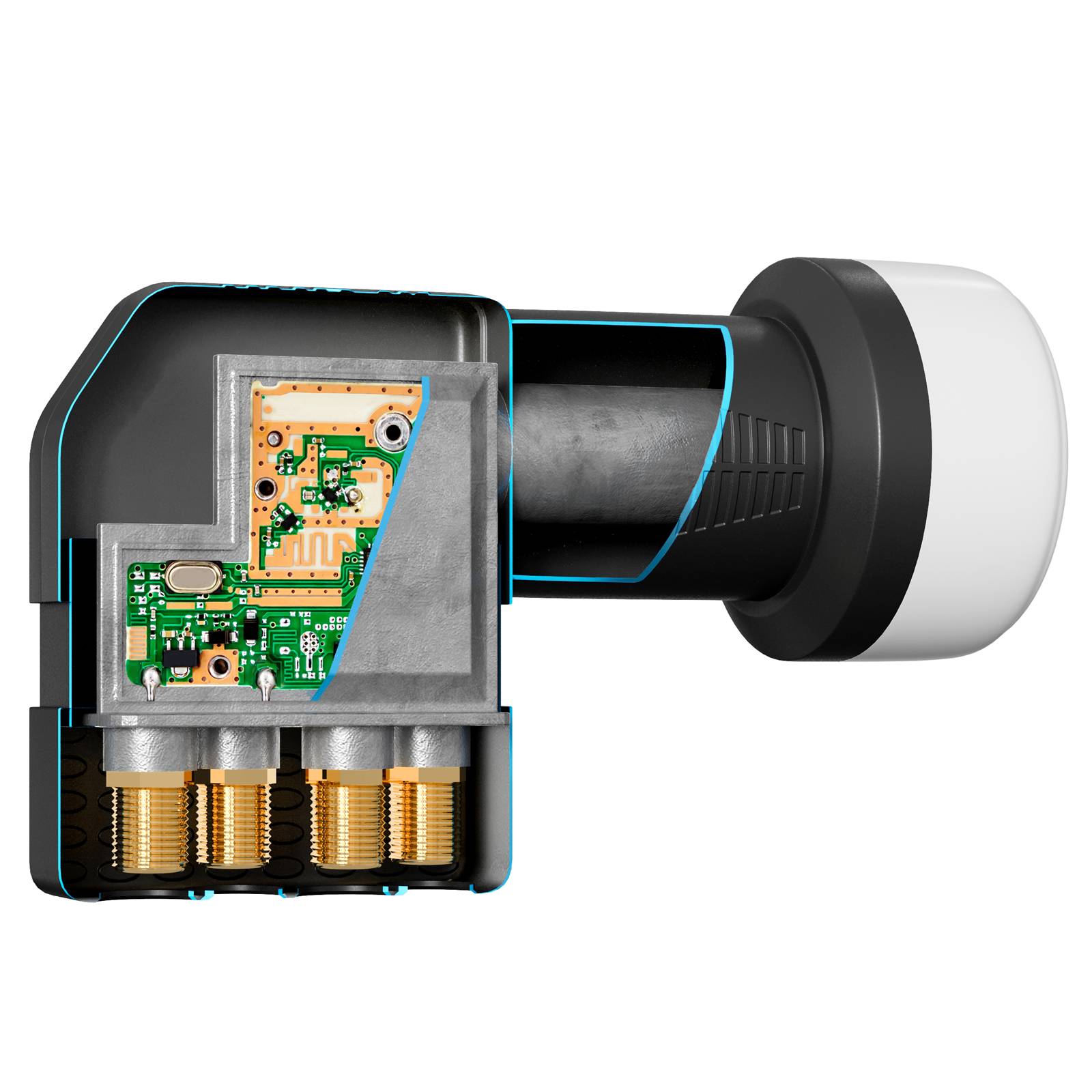 hb-digital LNB Quattro UHD 414 S für Multischalter wasserdicht