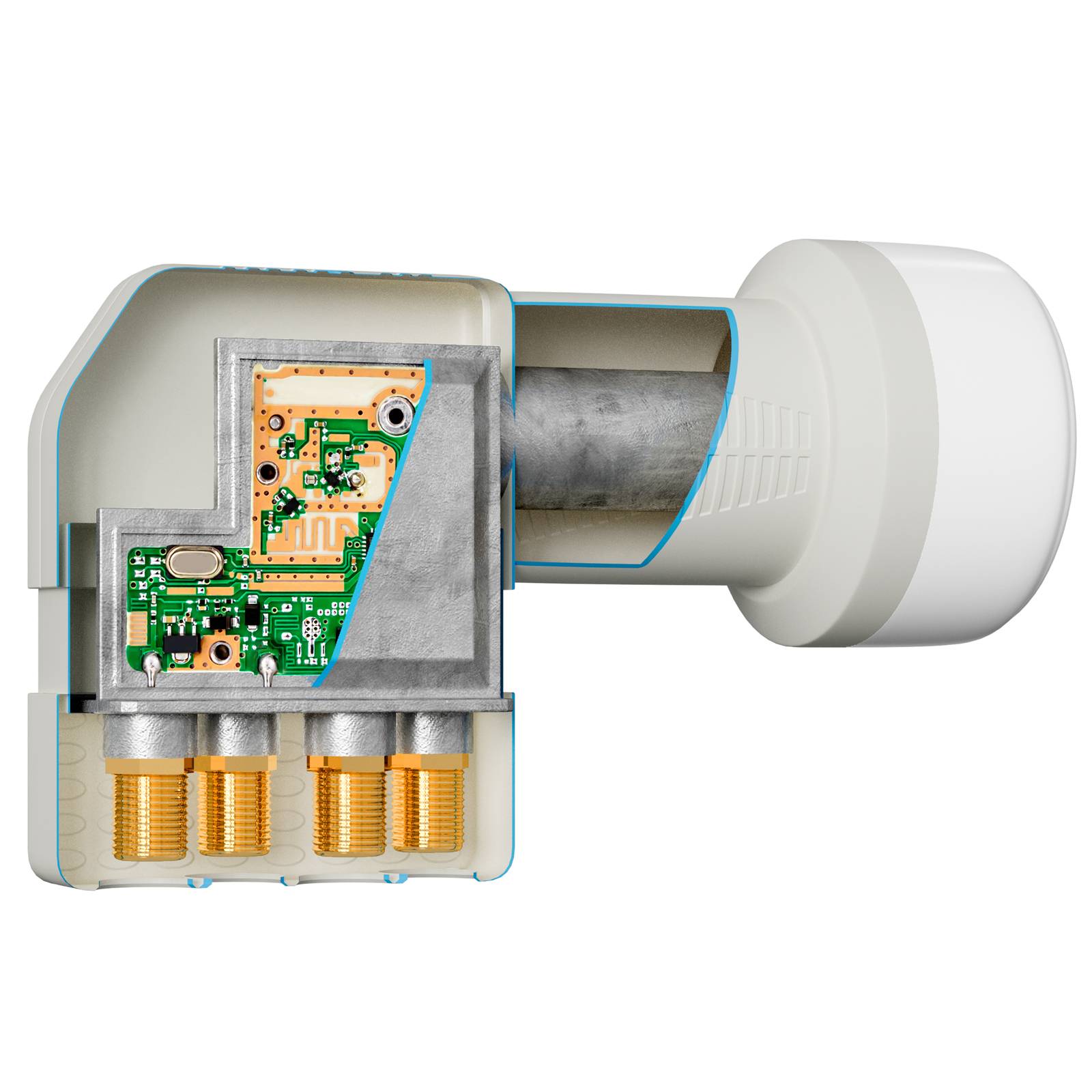 hb-digital LNB Quad UHD 404 W für 4 Teilnehmer LTE Filter extreme Hitze- und Kältebeständigkeit