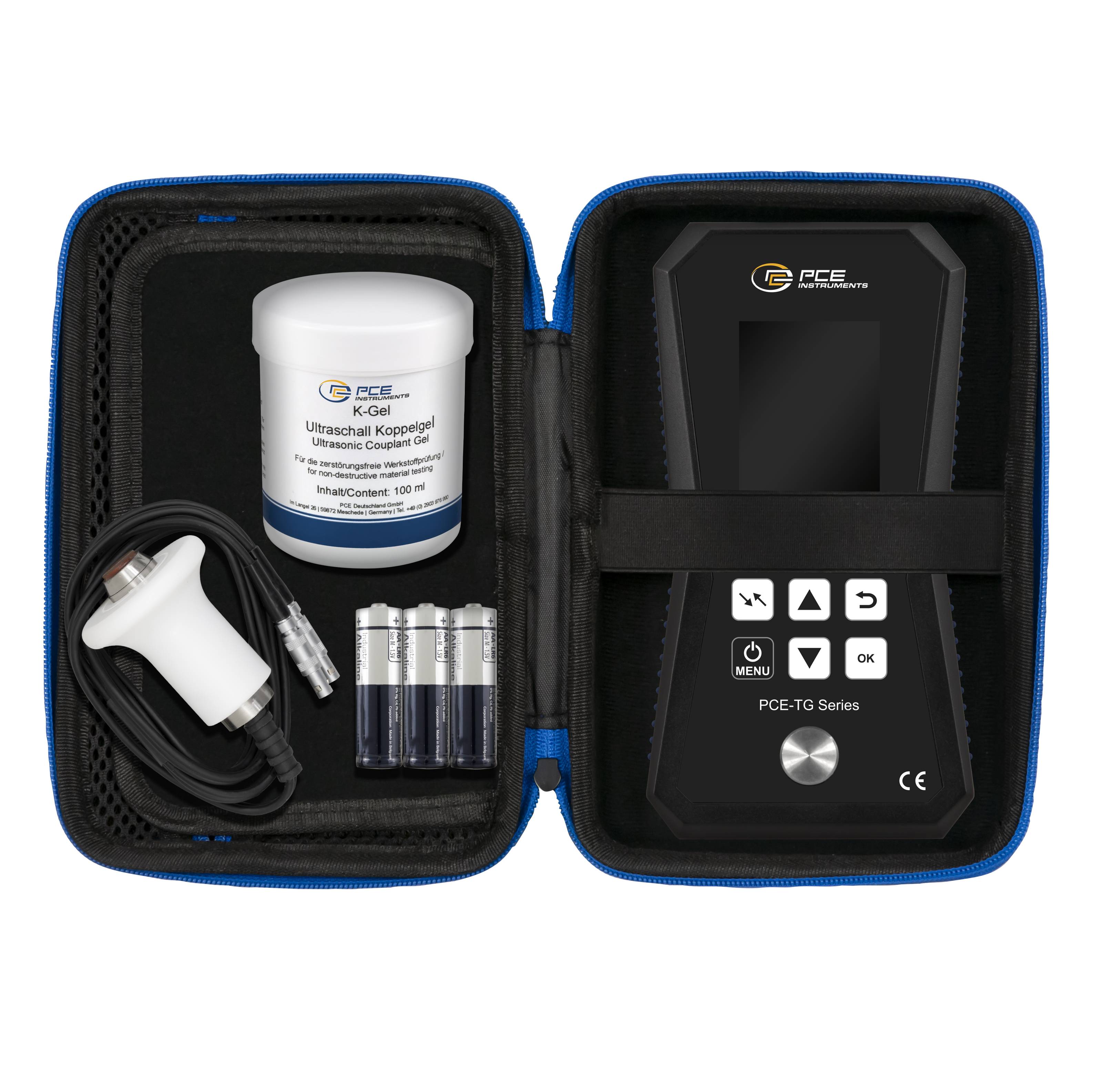 PCE Instruments Materialdickenmessgerät PCE-TG 150A HT-ICA inkl. ISO-Zertifikat|1,2 ... 300mm |Sensor 5 MHz Ø10mm |IP52