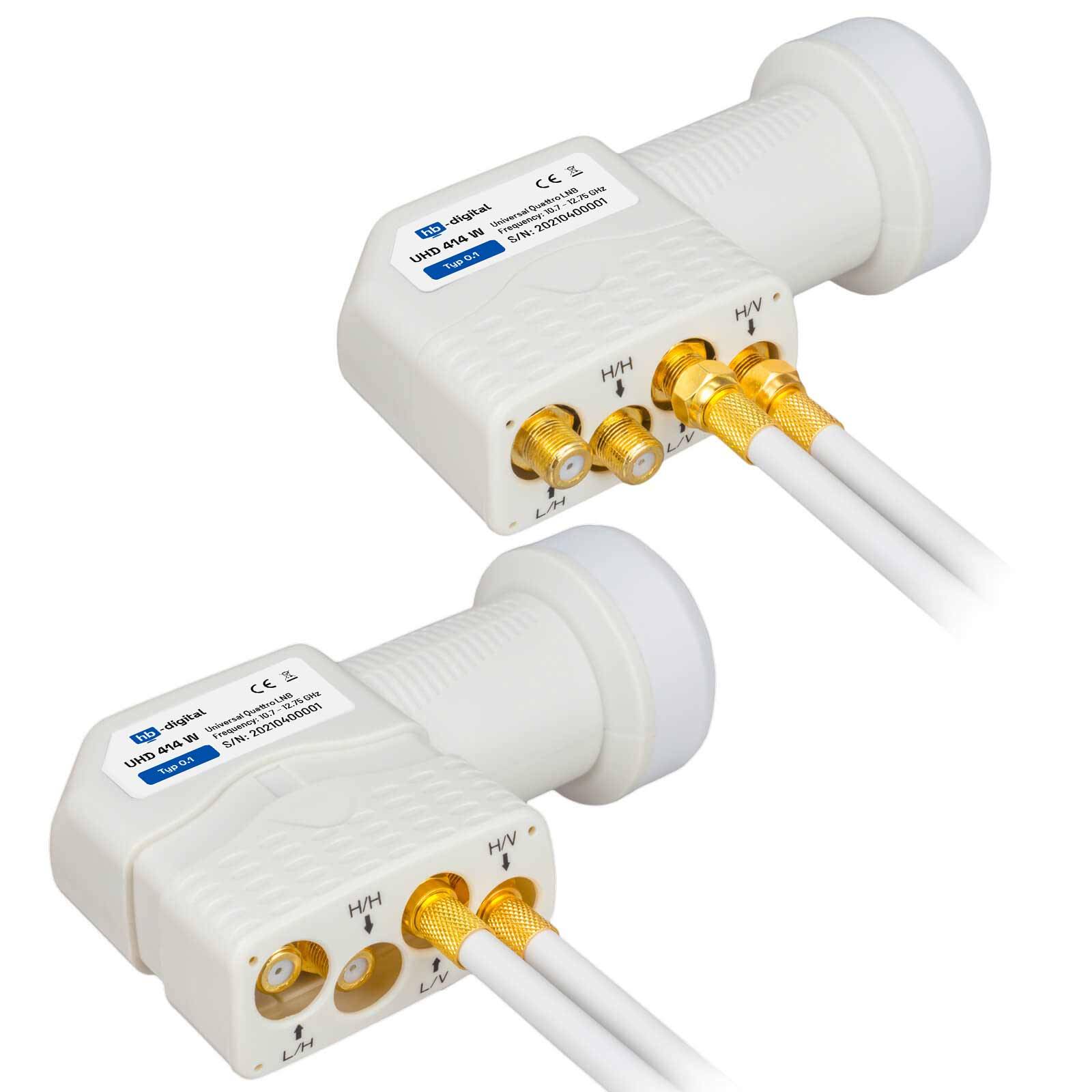 hb-digital LNB Quattro UHD 414 W für Multischalter wasserdicht