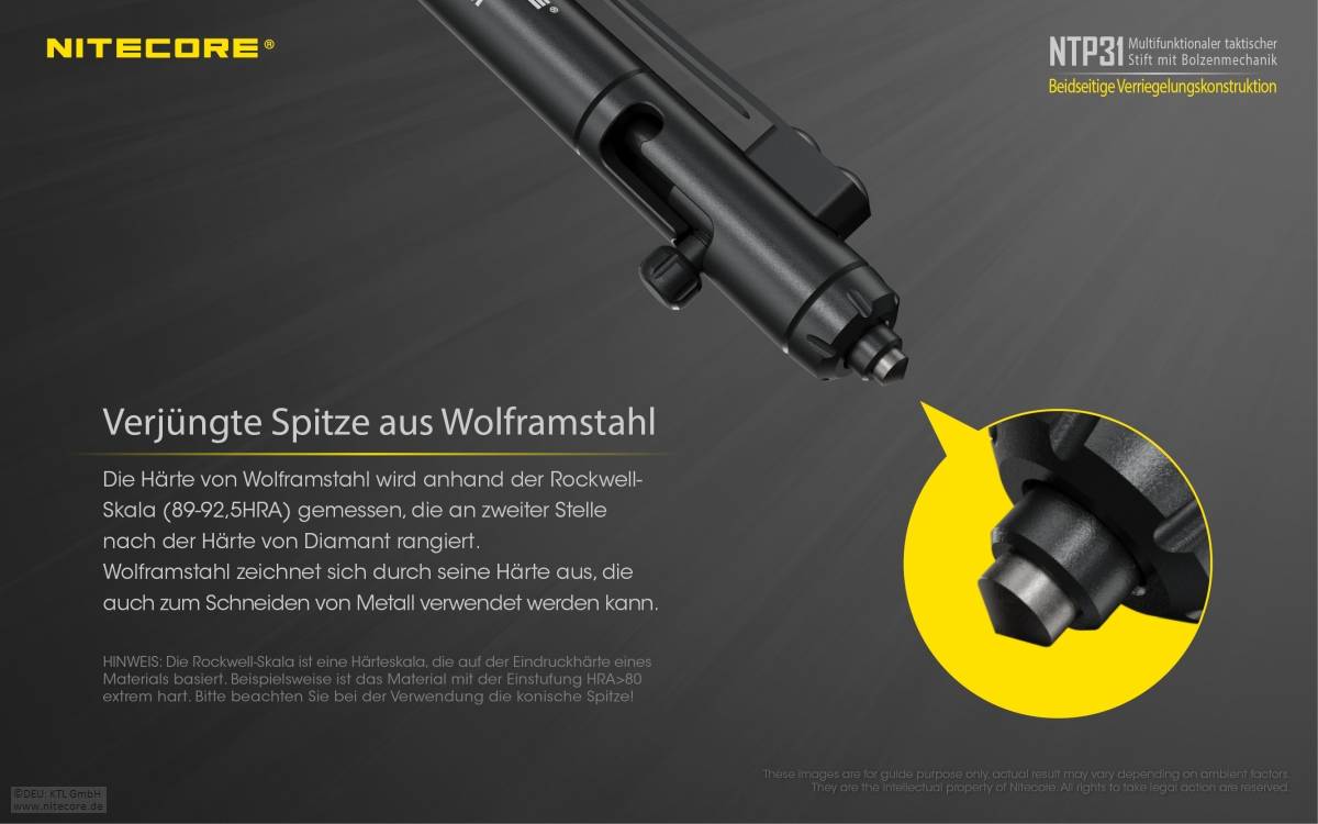 Nitecore Tactical Pen NTP31 inkl. Glasbrecher mit Wolframspitze