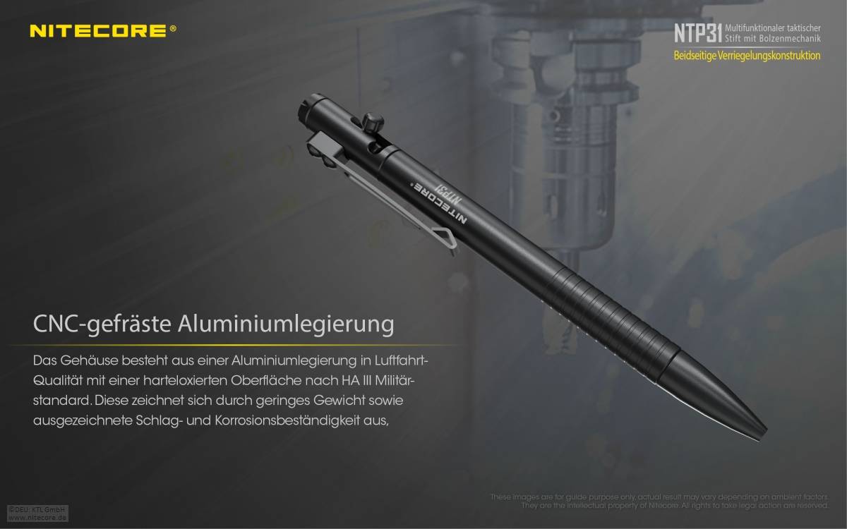 Nitecore Tactical Pen NTP31 inkl. Glasbrecher mit Wolframspitze