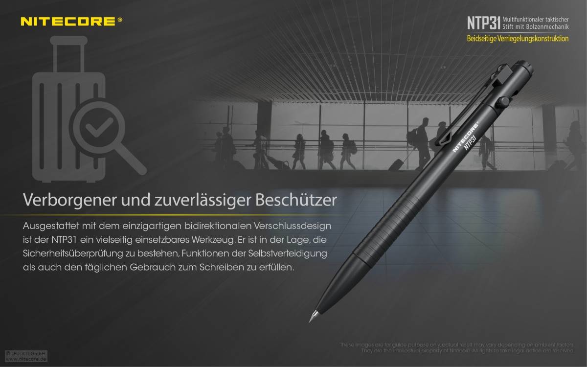 Nitecore Tactical Pen NTP31 inkl. Glasbrecher mit Wolframspitze