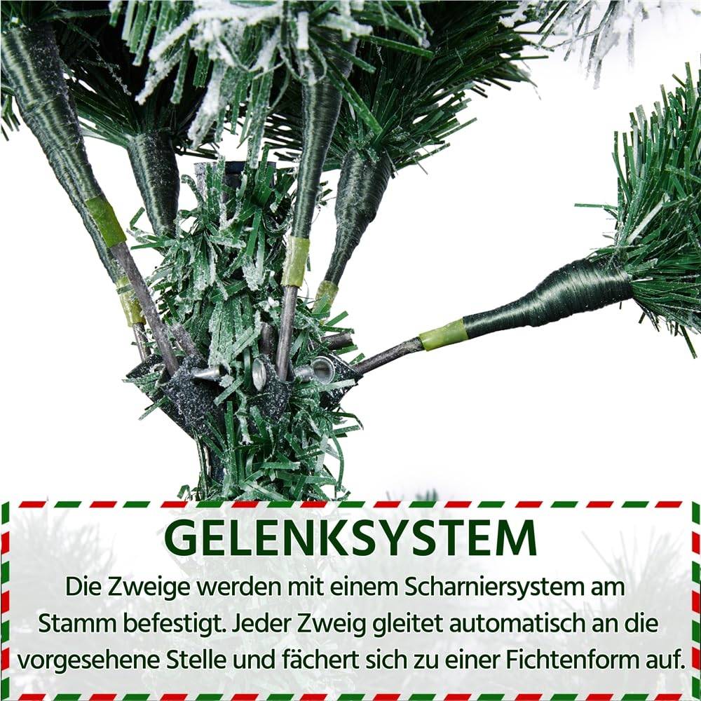 Yaheetech 152,5cm Künstlicher Weihnachtsbaum mit Schnee, Christbaum mit ca.450 Spitzen & Schnellaufbau Klappsystem, Schwer Entflammbarer Tannenbaum