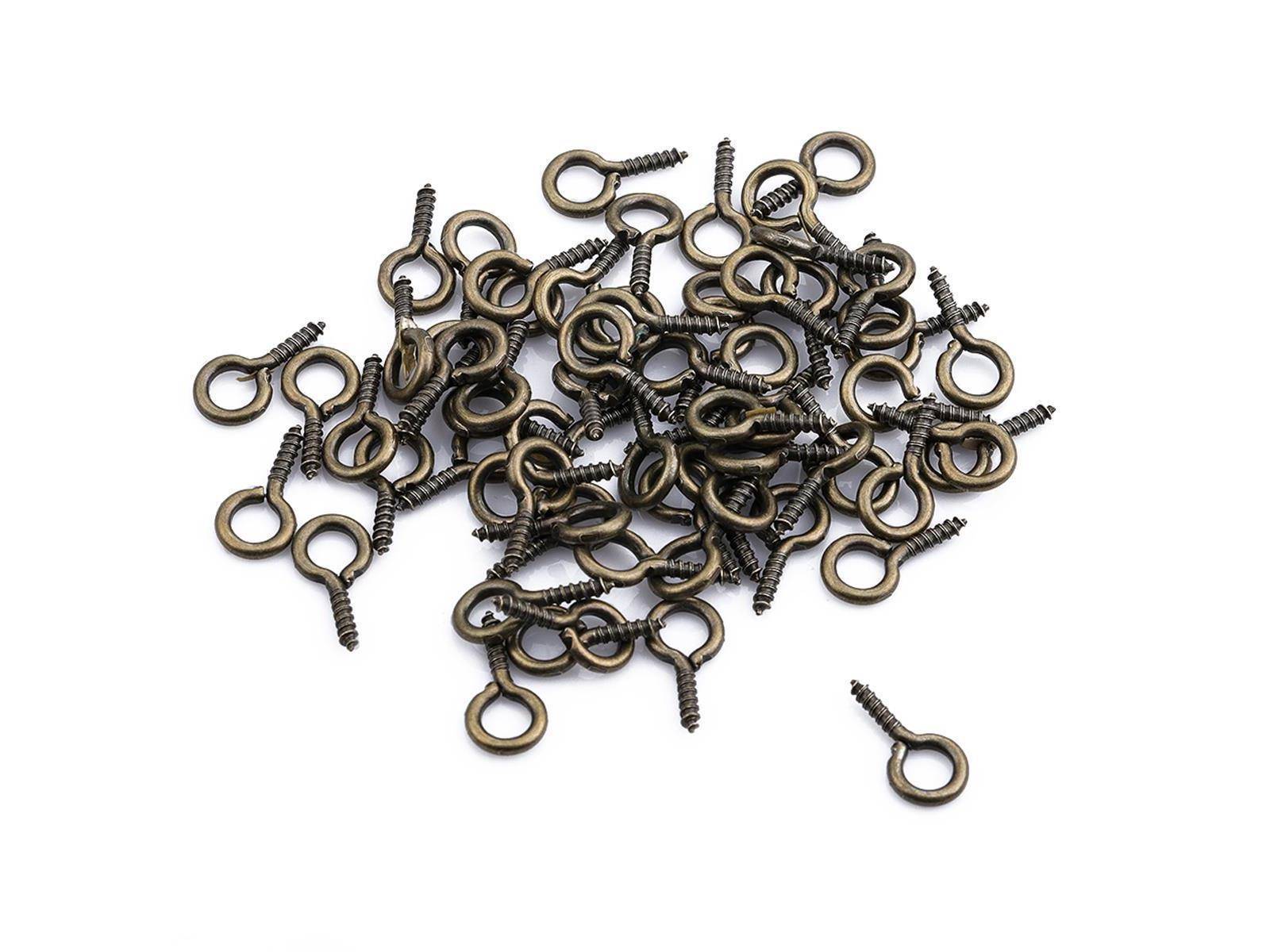 Hochwertige Stiftöse mit Feingewinde 6,5x13mm 50 Stk Antik-Messing