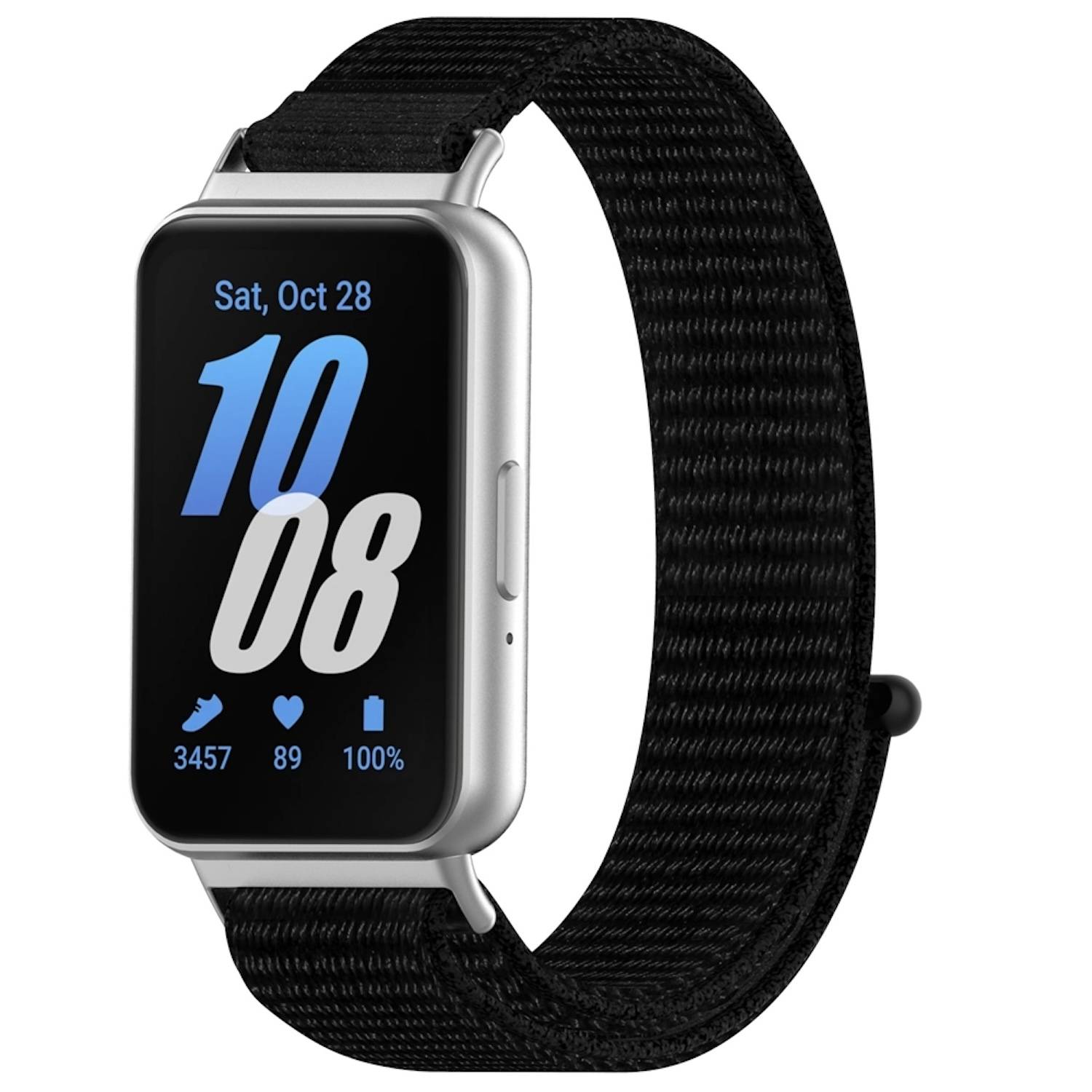 Für Samsung Galaxy Fit 3 Design Sport gewebtes Nylon Ersatz Arm Band Klettverschluss Schwarz
