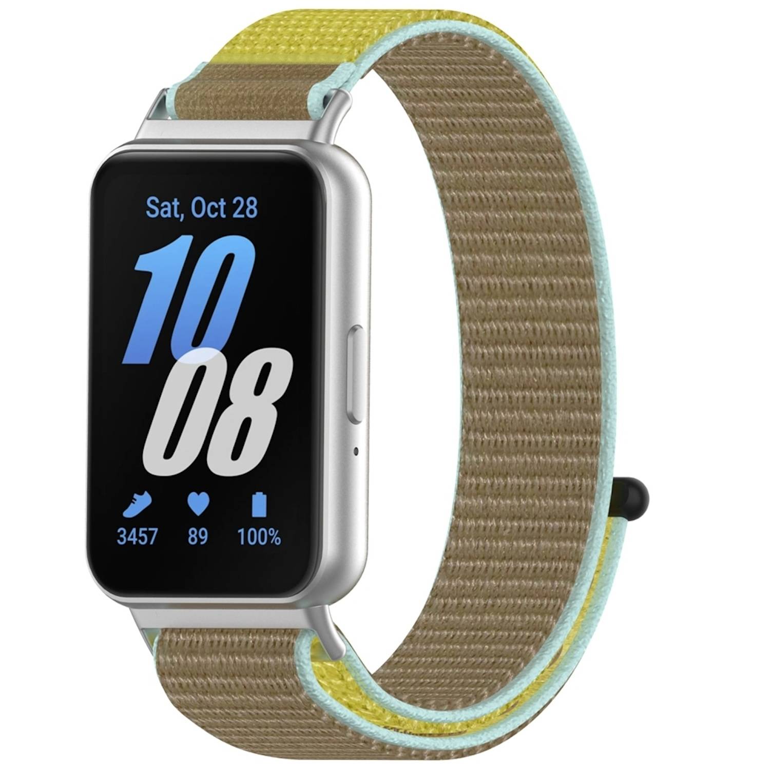 Für Samsung Galaxy Fit 3 Design Sport gewebtes Nylon Ersatz Arm Band Klettverschluss Braun / Gelb