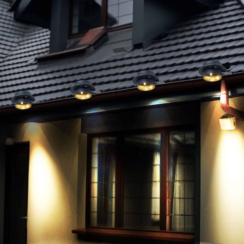 Dachrinnenleuchte Solarlampe anthrazit Wandlampe Klemme Außenleuchte Zaunlampe, Metall Kunststoff, LED warmweiß, L 16 cm, 4er Set