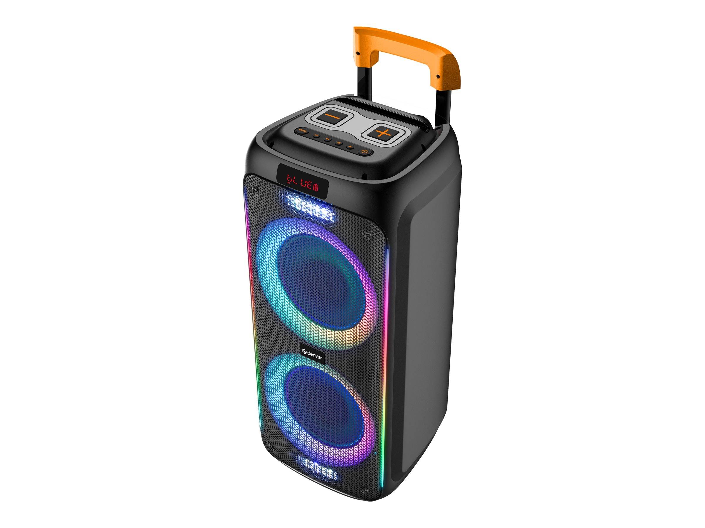Denver TSP-456 - Bluetooth Party Lautsprecher 600W Trolley mit LED RGB Lichtshow Karaoke Mikrofon Partybox