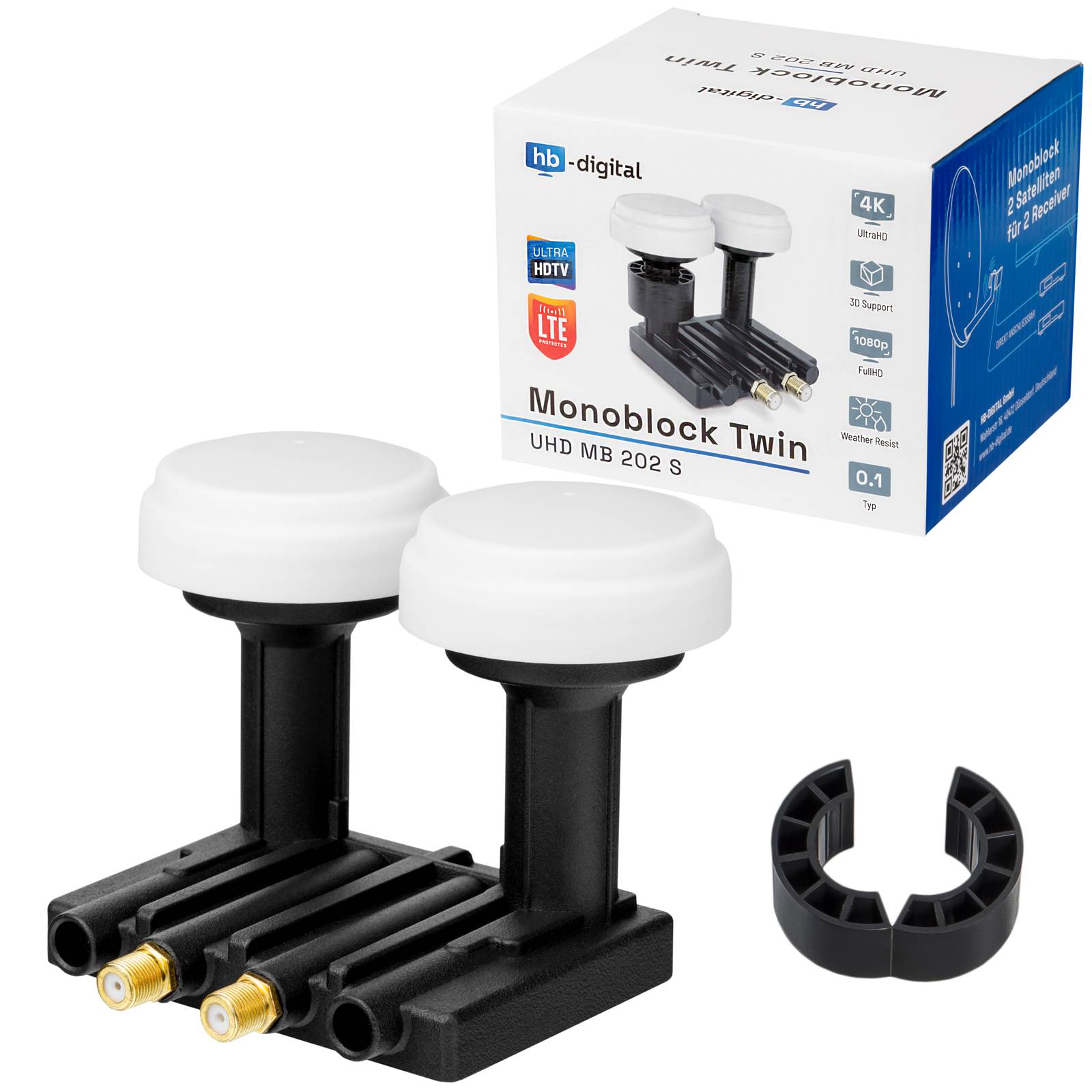 hb-digital Monoblock LNB Twin UHD MB 202 S bis zu 2 Teilnehmer/Receiver