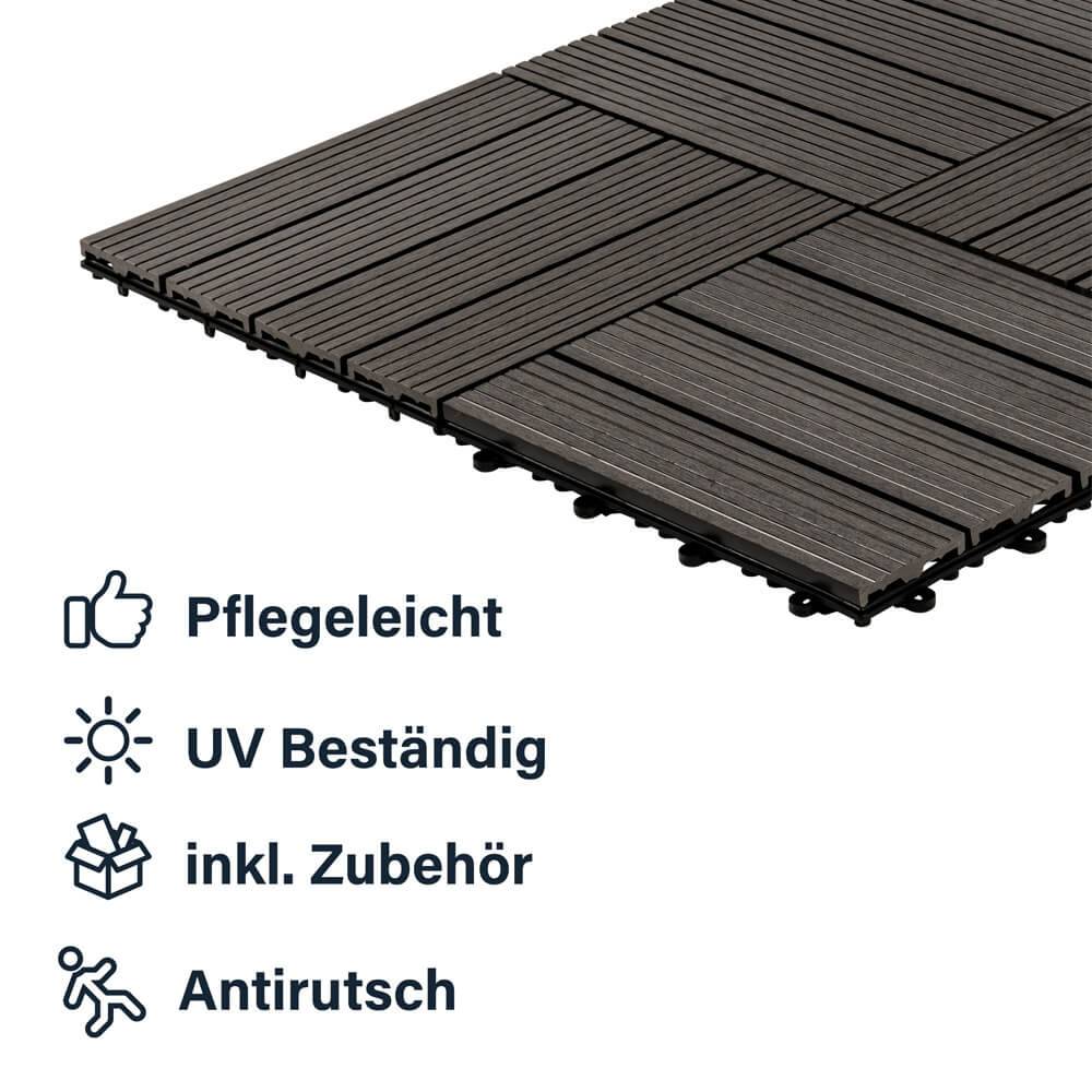 WPC HOLZFLIESEN BAVARO - Größe: 6m², Farbe: Anthrazit