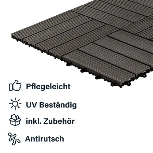 WPC HOLZFLIESEN BAVARO - Größe: 6m², Farbe: Anthrazit WPC HOLZFLIESEN BAVARO - Größe: 6m², Farbe: Anthrazit