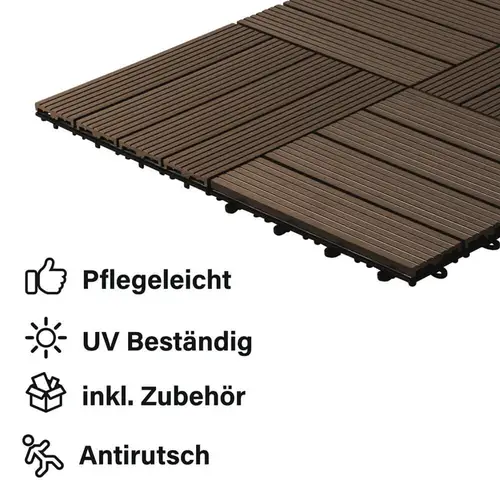 WPC HOLZFLIESEN BAVARO - Größe: 6m², Farbe: Dunkelbraun WPC HOLZFLIESEN BAVARO - Größe: 6m², Farbe: Dunkelbraun