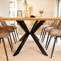 ESSGRUPPE ECKIG AVENCIA - Ausführung: ARIA Samt Beige, Menge: 6 Stühle ESSGRUPPE ECKIG AVENCIA - Ausführung: ARIA Samt Beige, Menge: 6 Stühle