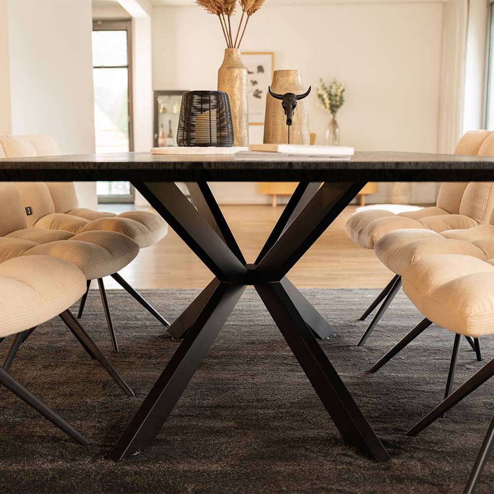 ESSGRUPPE ECKIG AVENCIA - Ausführung: IKALO Webstoff Grau / Braun, Menge: 8 Stühle