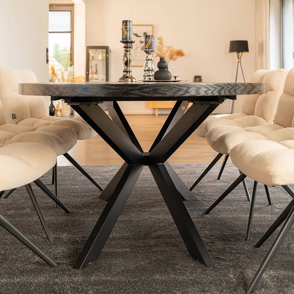 ESSGRUPPE RUND AVENTURA - Ausführung: AMARA Samt Schwarz, Menge: 6 Stühle