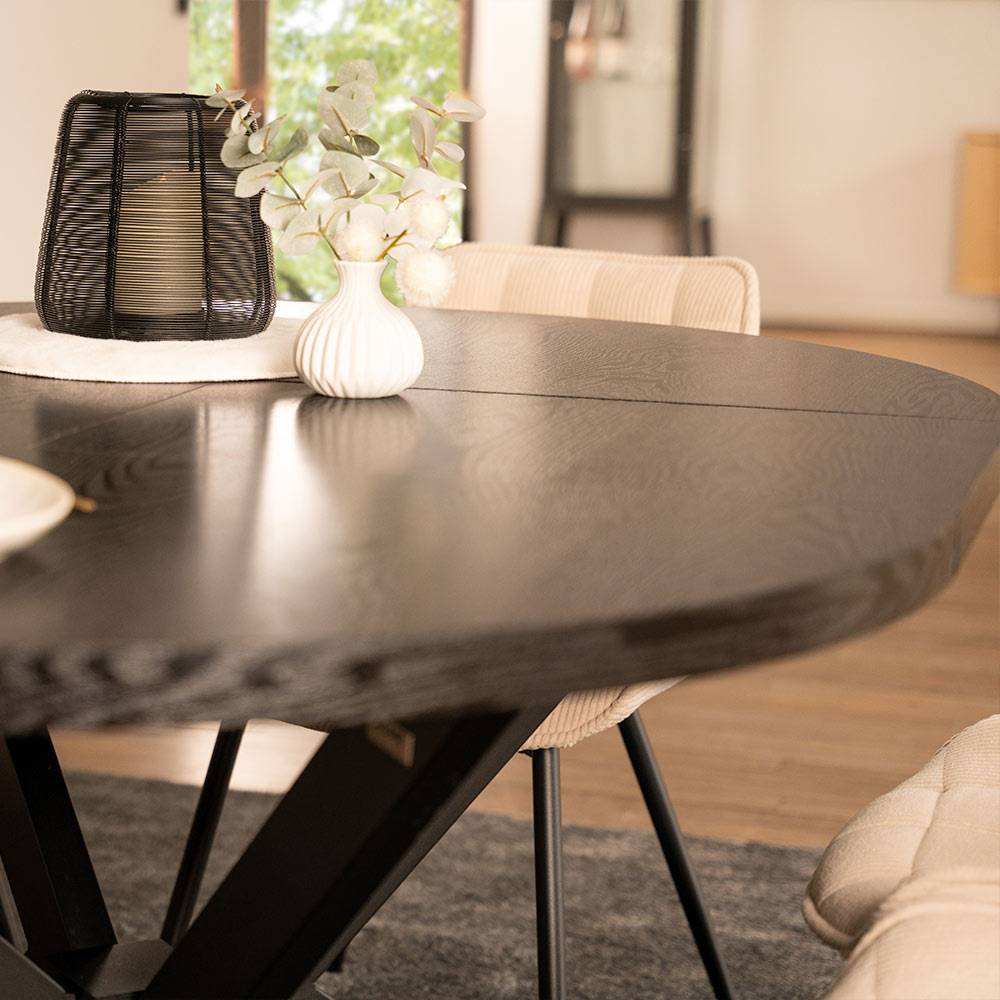 ESSGRUPPE RUND AVENTURA - Ausführung: AMARA Samt Schwarz, Menge: 6 Stühle