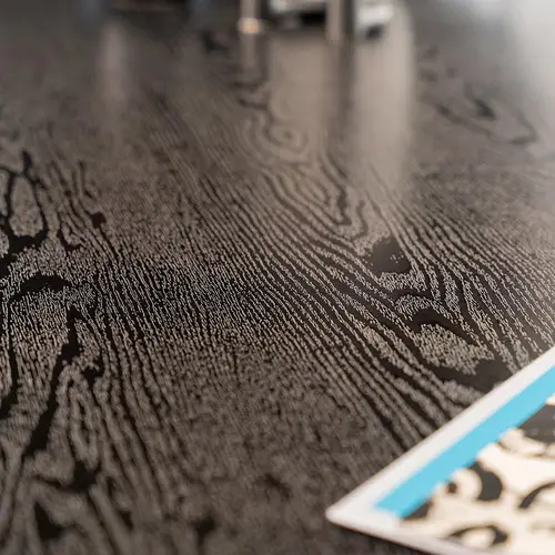 ESSGRUPPE ECKIG AVENCIA - Ausführung: IKALO Webstoff Grau / Braun, Menge: 8 Stühle ESSGRUPPE ECKIG AVENCIA - Ausführung: IKALO Webstoff Grau / Braun, Menge: 8 Stühle