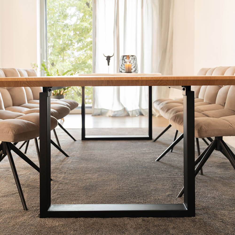 ESSGRUPPE ECKIG AVENCIA - Ausführung: ARIA Samt Beige, Menge: 6 Stühle