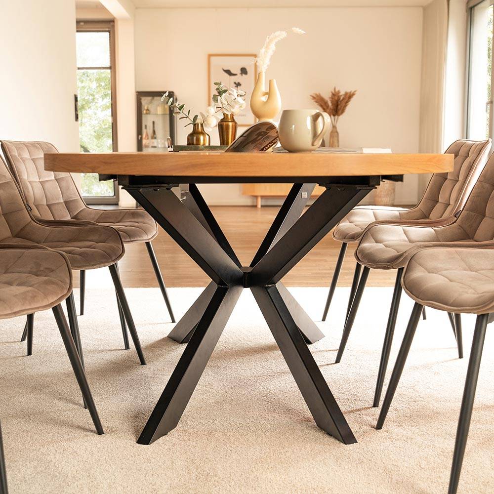 ESSGRUPPE AVENTI - Ausführung: IKALO Cord Creme, Menge: 8 Stühle