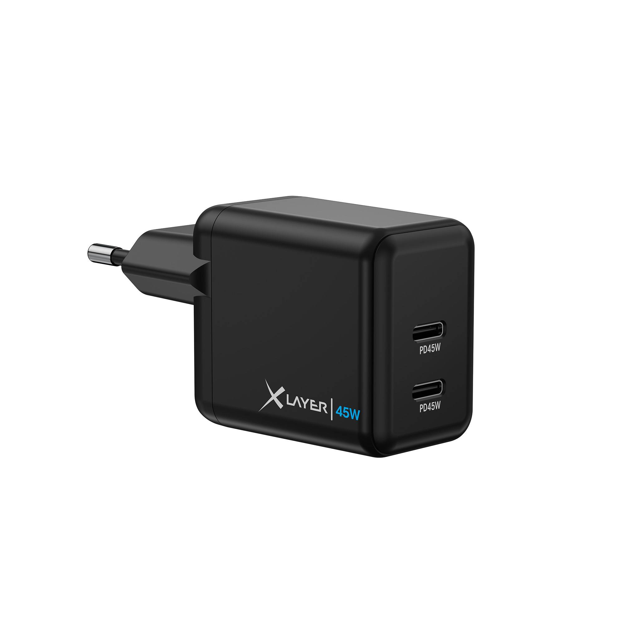 XLayer Universal 45W Powercharger USB Typ C & USB Typ C Black