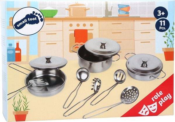 Small foot 8953 - Kochgeschirr Profi, Koch-Set für Kinderküche, Metall, 11-teilig
