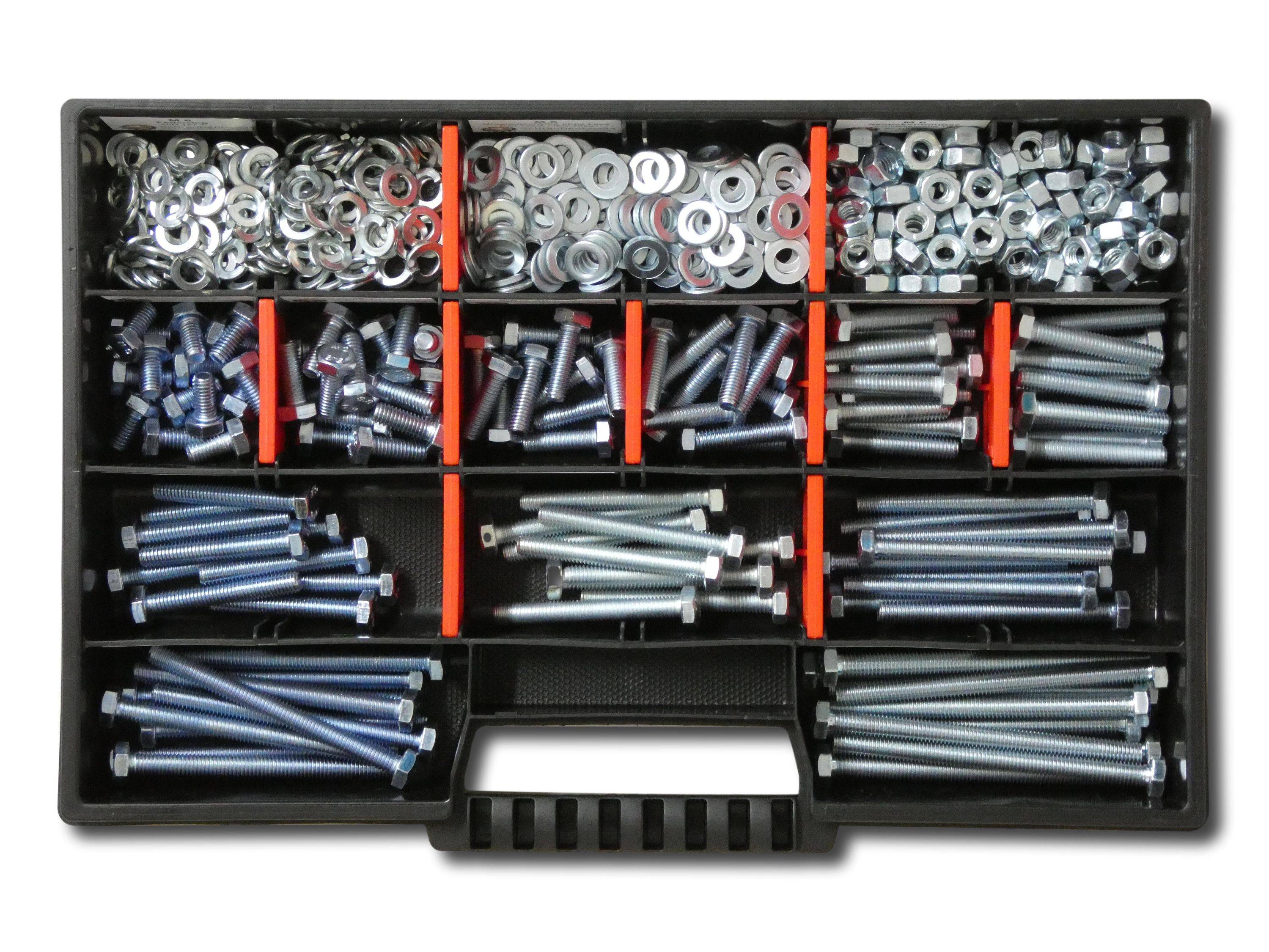 480 tlg Sechskantschrauben Sortiment mit Muttern Unterlegscheiben Federringen M6 // 12mm-80mm Schrauben Set