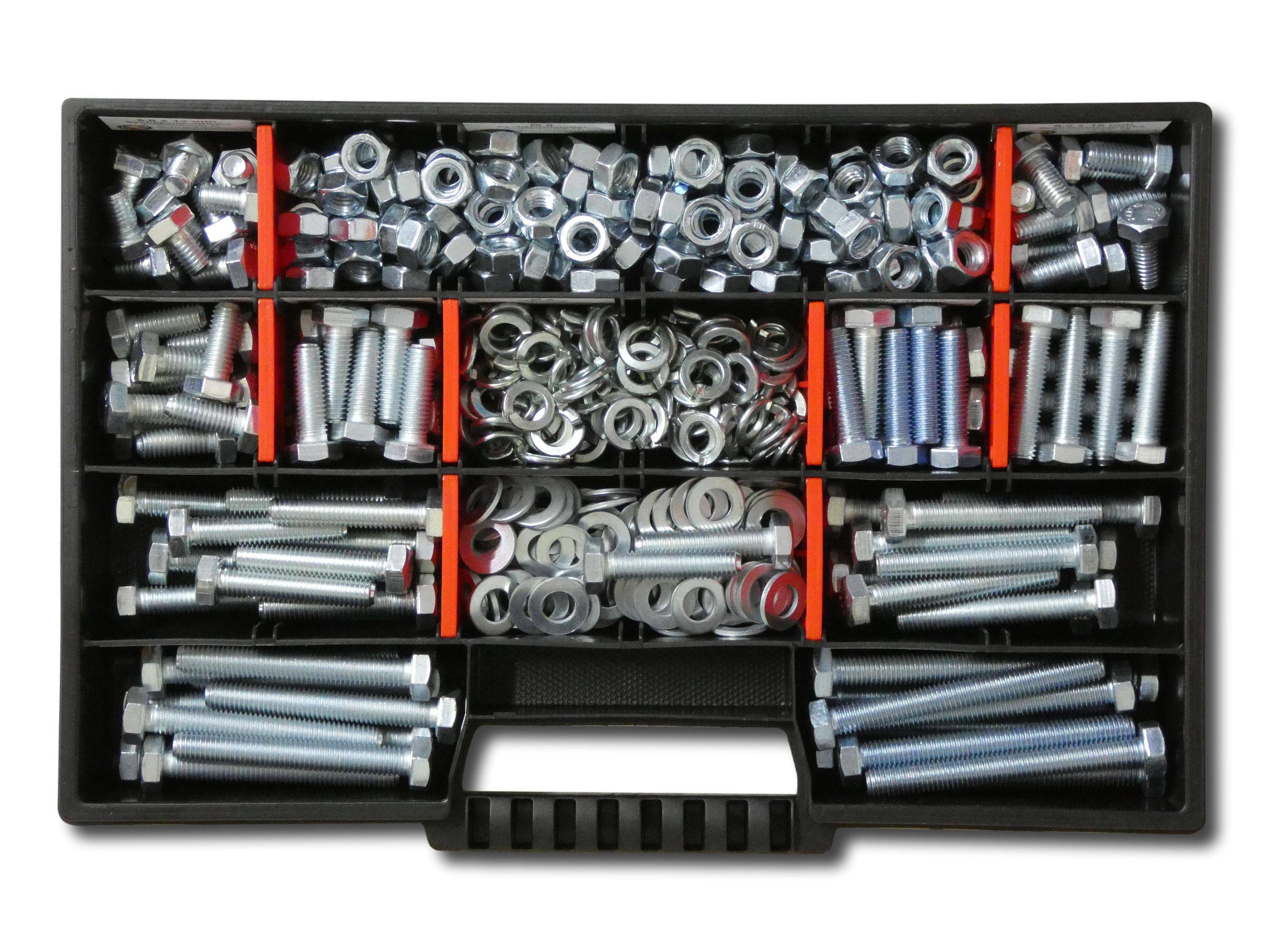 400 tlg Sechskantschrauben Sortiment mit Muttern Unterlegscheiben Federringen M8 // 12mm-70mm Schrauben Set