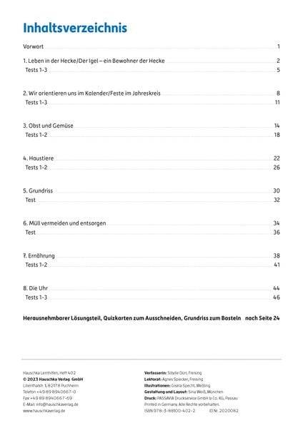 Übungsheft mit Tests im Sachunterricht 2. Klasse