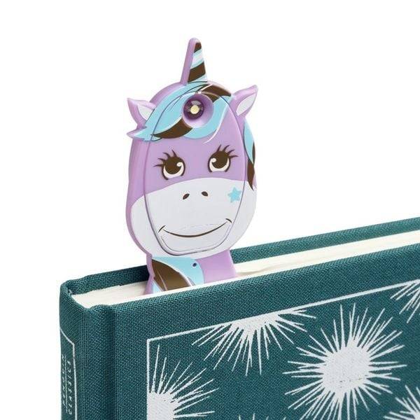 Flexilight Pals Leselicht (Einhorn) | lila | 2 in 1 Leselampe & Lesezeichen | LED Leselicht | Geschenk für Leser, Buchliebhaber | Deutsche Ausgabe