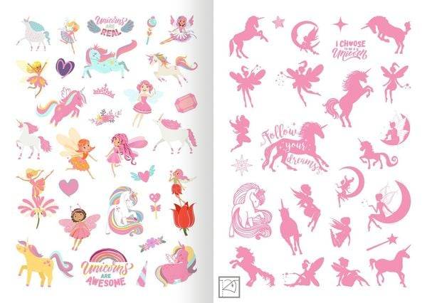 Metallic-Sticker - Feen & Einhörner