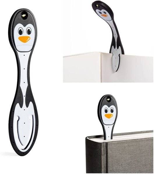 Flexilight Leselicht (Pinguin) | 2 in 1 Leselampe & Lesezeichen | Geschenk für Leser, Buchliebhaber | Deutsche Ausgabe