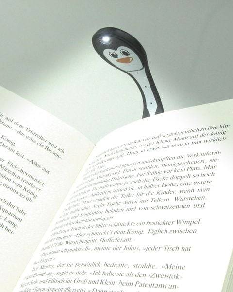 Flexilight Leselicht (Pinguin) | 2 in 1 Leselampe & Lesezeichen | Geschenk für Leser, Buchliebhaber | Deutsche Ausgabe