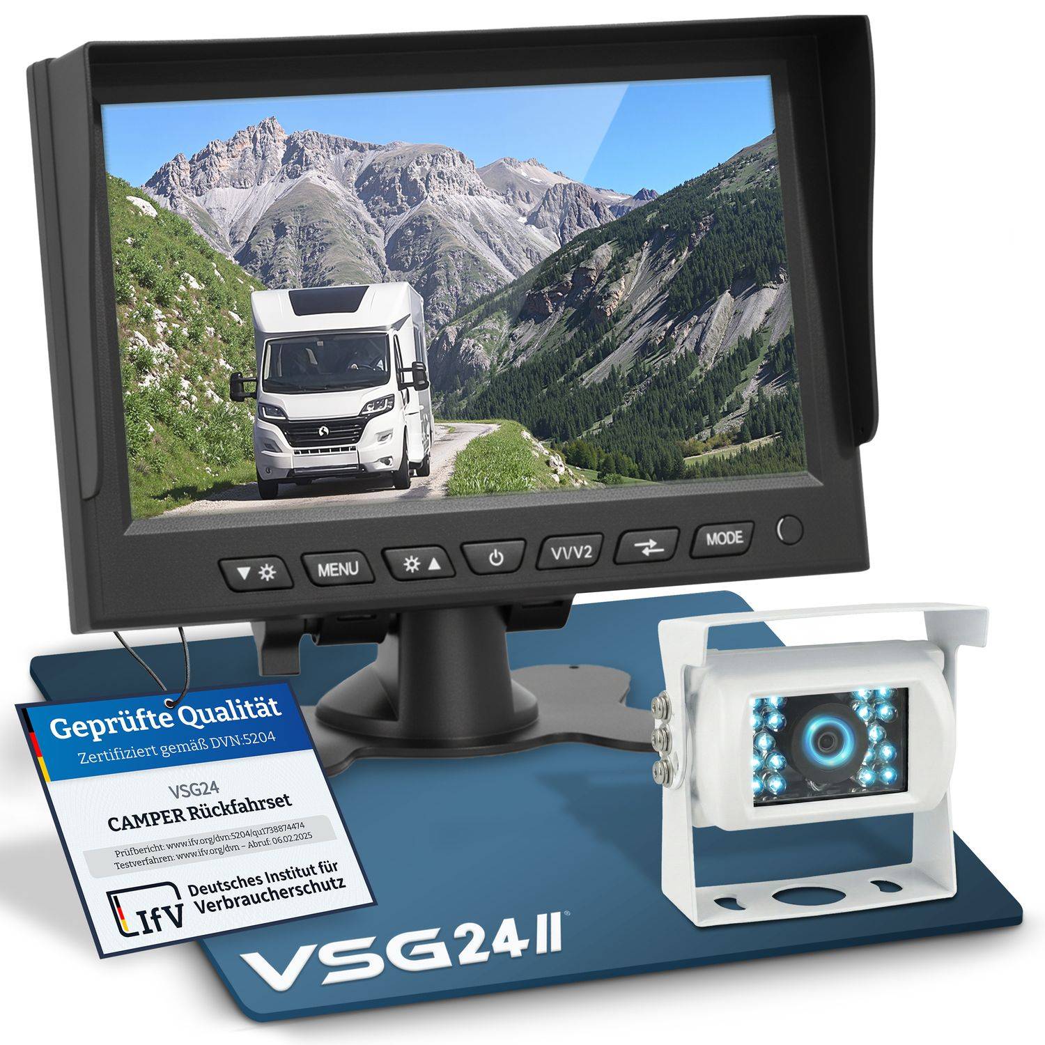 VSG24 7" Rückfahrkamera Set CAMPER | Wohnmobil 120° weiß RVS-24102