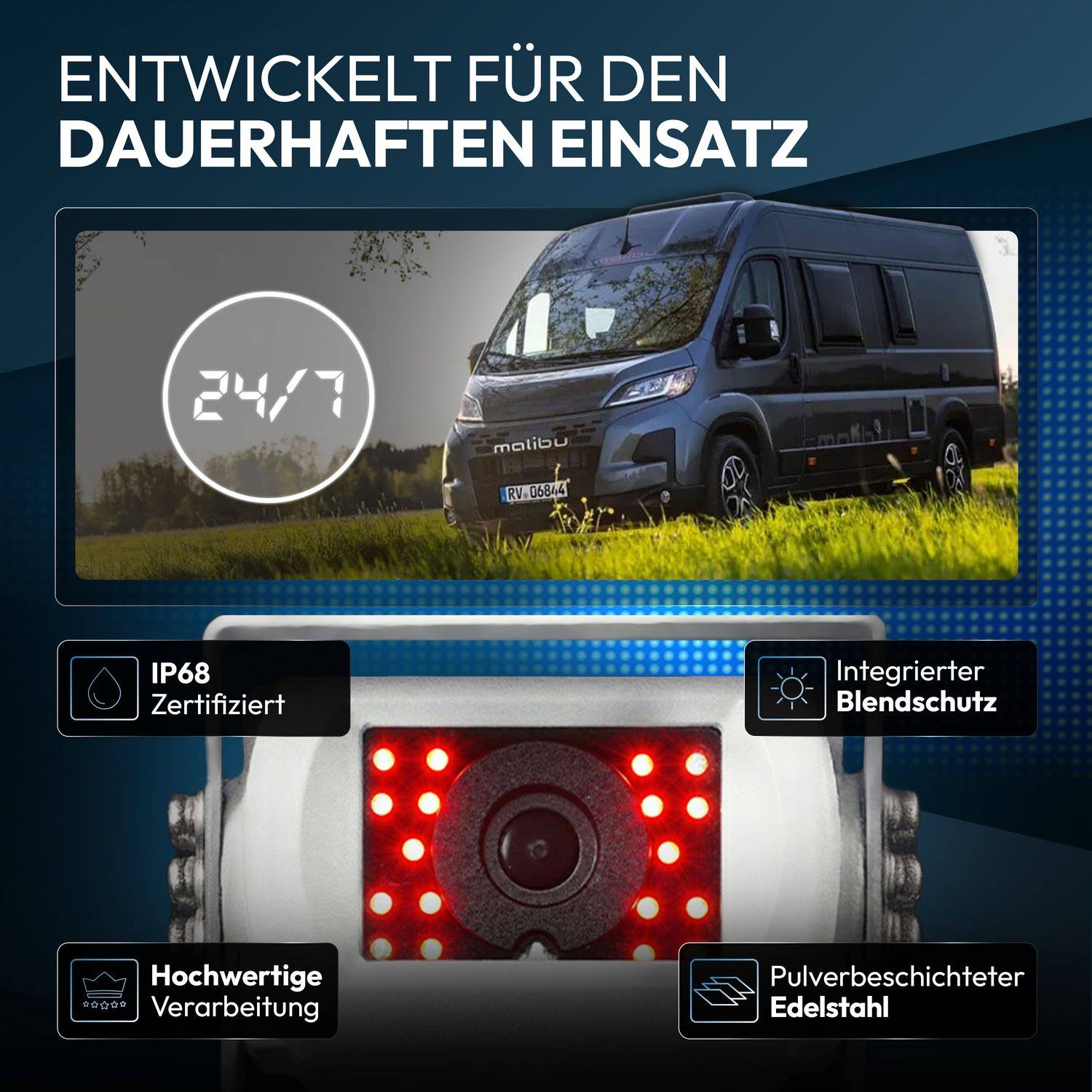 VSG24 7" Rückfahrkamera Set CAMPER | Wohnmobil 120° weiß RVS-24102