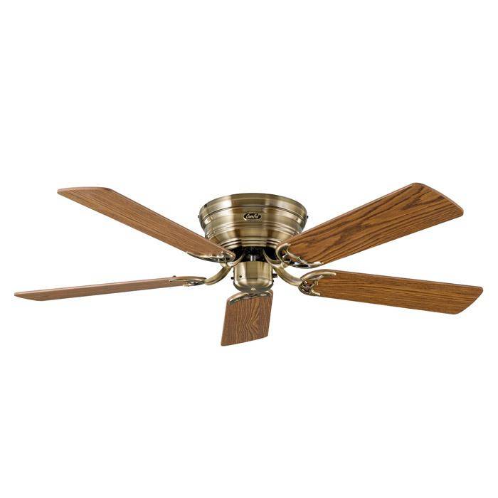 Deckenventilator "Flat 132-III MA" -max. 180 U/min. - Größe Ø 132 cm - Gehäusefarbe Messing antik - Flügel Eiche antik/Buche