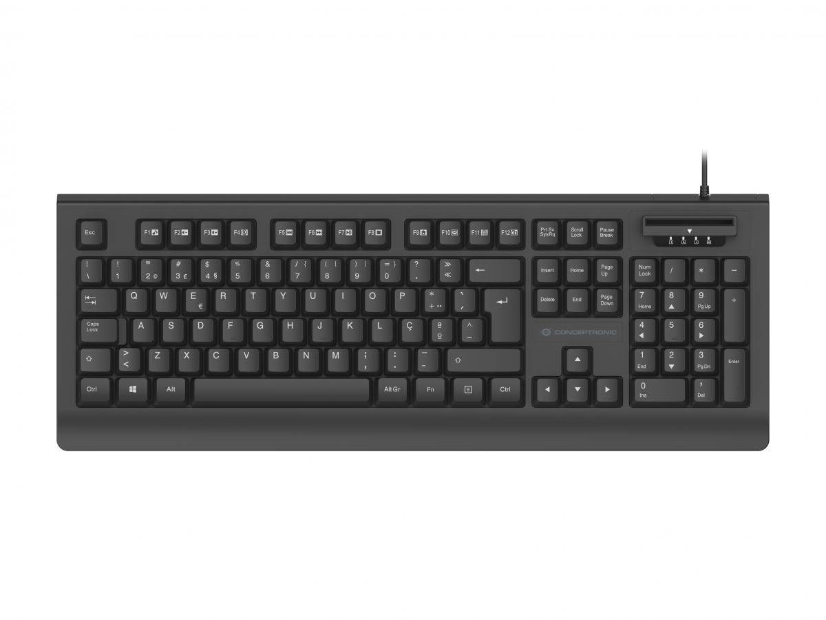 Conceptronic KAYNE01ES USB-Tastatur mit Smart ID-Kartenleser, Spanisches Layout Eingabe / Ausgabe &